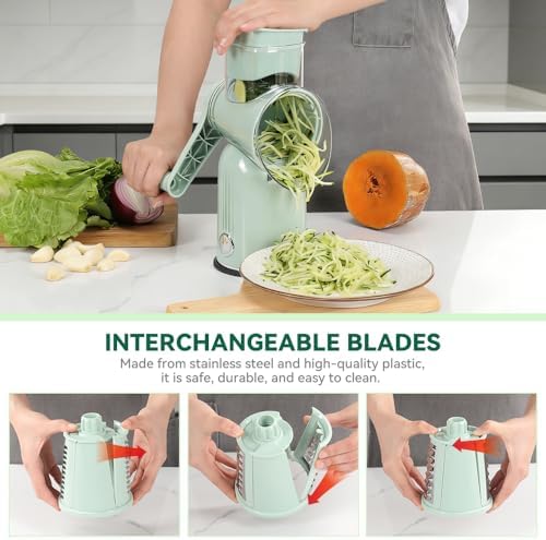 KEOUKE 5 in 1 Green Rotary Cheese Grater