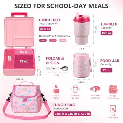 Pawtong Lunch Box Set with Bento Box Container, 17OZ Stainless Steel