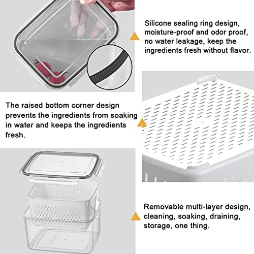 3Pack Fridge Food Storage Containers with Strainer
