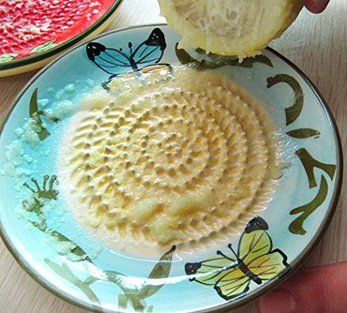BonCera, Ceramic Garlic Grater Plate 4-Piece Set - Blue Butterfly