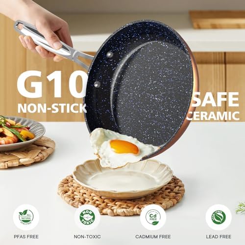 Nuwave 3-Piece 8”, 10”, 12” Forged Lightweight Frying Pan Set, Cozy