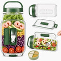 34 Oz(1L) Salad Jar with Side Opening, Salad Pod with Built-in Fork &