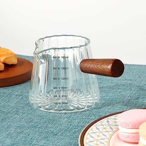 Joeyan 6 oz Glass Measuring Cups with Spout,Borosilicate Glass Triple
