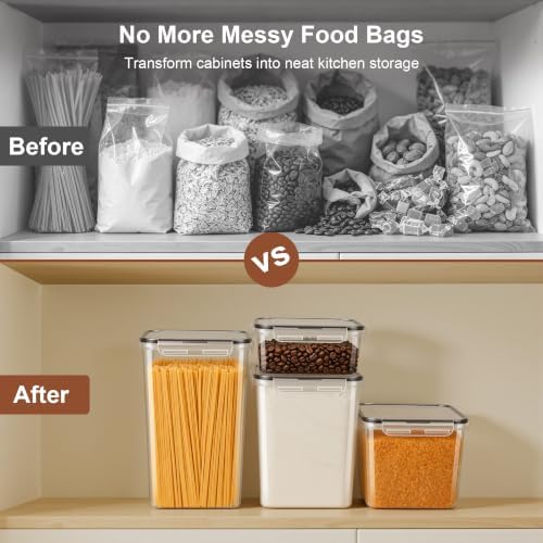 Airtight Flour Sugar Containers with Lids: 4 Pack for Pantry Food
