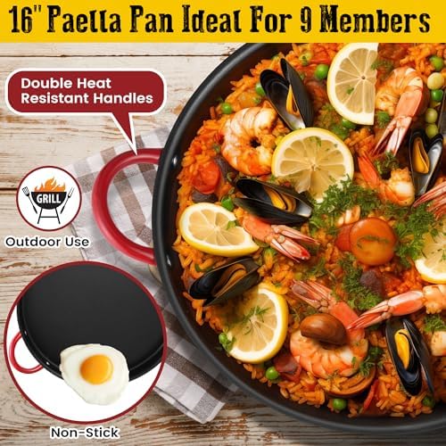 ARC Nonstick Paella Pan, Stainless Steel Burner and Stand Set, Paella