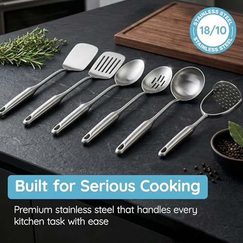 Millvado Big Cooking Spoon Stainless Steel - 15 In. Metal Kitchen