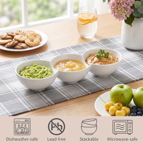 Yesland 3-Compartment Porcelain Serving Tray Set of 4-9 Inch Long