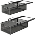 Hanging Fridge Drawer Basket 2-Pack Pull-Out Iron Organizer(Black)