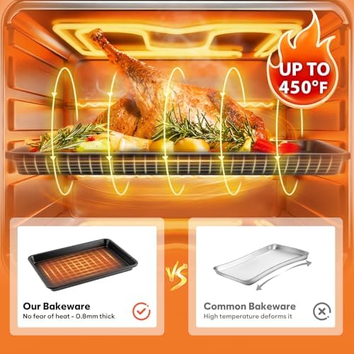 2 Pack Half Sheet Pan 17.3” x 13.1”, Cookie Sheets for Baking 0.8mm
