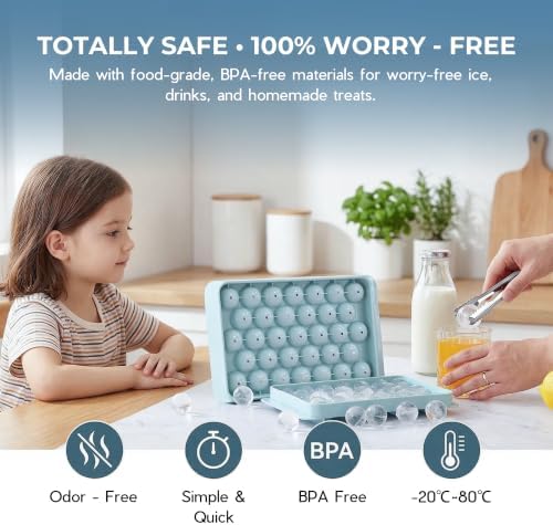 WIBIMEN Ice Cube Tray with Lid and Bin, 1" Round Ice Trays for Freezer