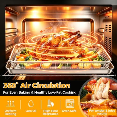 Onader Air Fryer Basket and Tray, 16x12 In Stainless Steel Baking