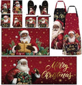 Fourluoo 12 Pcs Merry Christmas Kitchen Decor Set Santa Claus Kitchen
