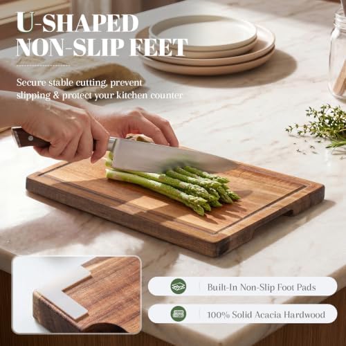 Cutting Boards for Kitchen with Wood Storage Stand Chopping Board