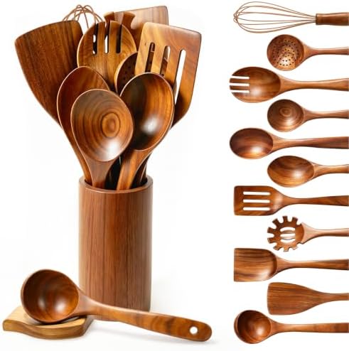 13 Pcs Teak Wood Cooking Utensil Set