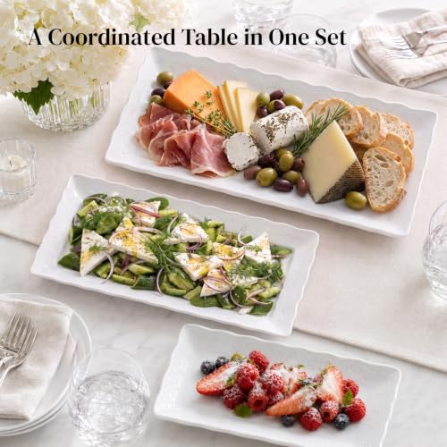 DOWAN Large Serving Platter Set - 16"/14"/12" Porcelain Serving Tray