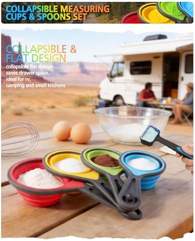 Collapsible Measuring Cups and Spoons Set with Funnel, 9-Piece