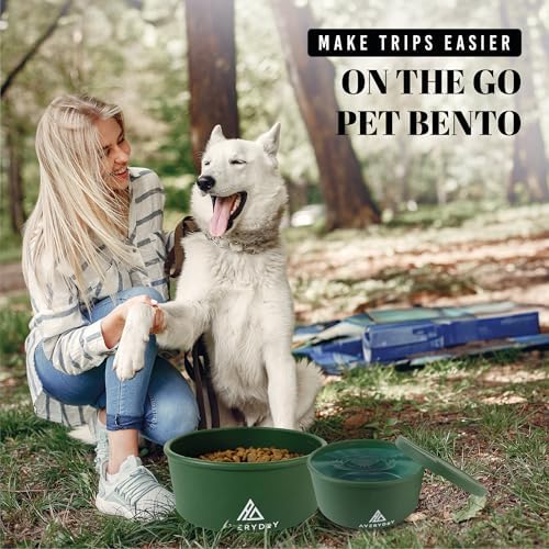 AVERYDAY 30 Oz Travel Dog Bowls with Lids, 2-in-1 Portable Pet Bowls