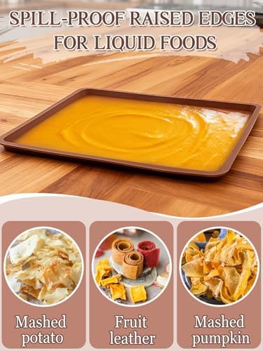 Aulock 4PCS Silicone Food Dehydrator Sheets with Edge, Non-stick Tray