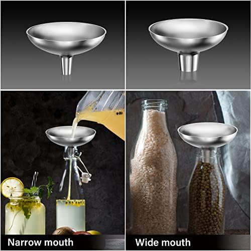 Serinar Stainless Steel Funnel, 2 Large and Small Mouth Filling