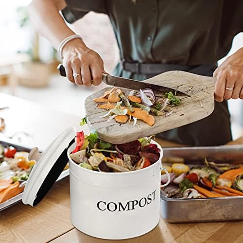 AVLA 1 Gallon Kitchen Compost Bin, White