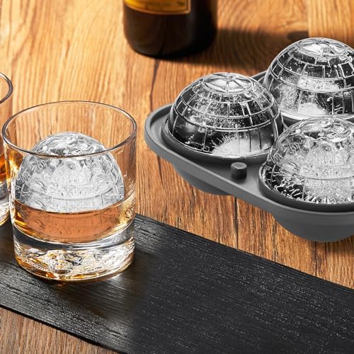 Nax Caki 3D Death Star Ice Cube Molds, Large Silicone Fun Shapes