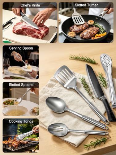 15-Piece Stainless Steel Camping Utensil Set