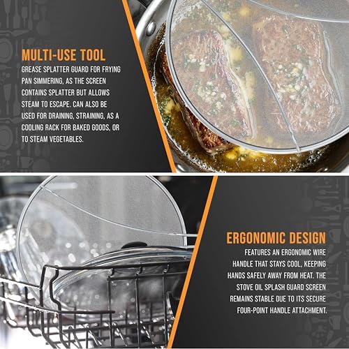 U.S. Kitchen Supply 3-Pc Stainless Steel Splatter Screen 13", 11.5"