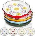 Pumtus 4 Pack Ceramic Dessert Plates, 7.5 Inch Small Floral Dinner