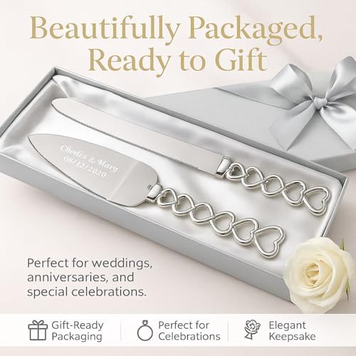 GIFTS INFINITY Personalized Wedding Cake Knife and Server Set with