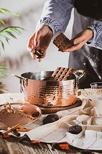 DEMMEX 1.2MM Thick Hammered Copper Soup Pot Casserole Pan Dish Dutch