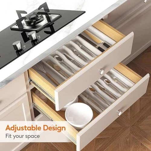 Silverware Drawer Organizer, Plastic Cutlery Storage for Kitchen