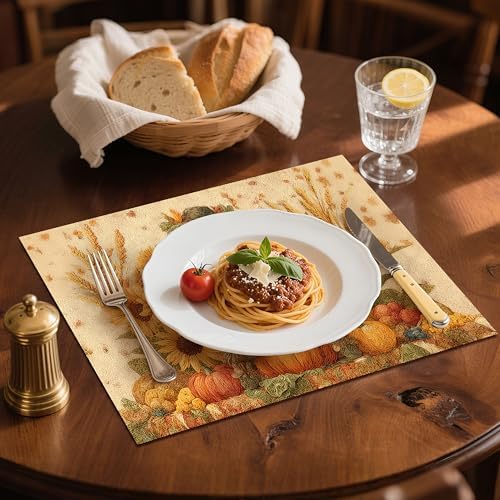 Thanksgiving Scarecrow Placemats Set of 4 Washable Table Place Mats