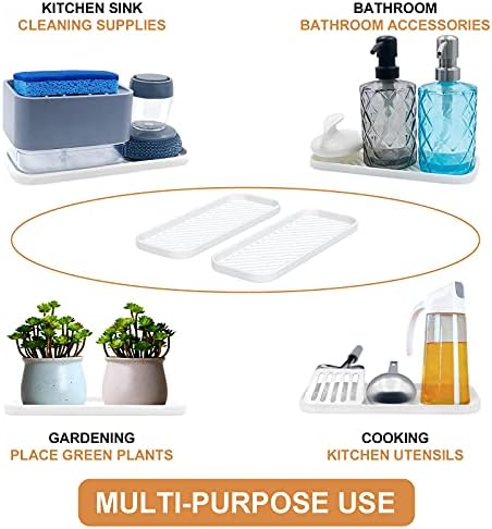 Silicone Organizer Tray, Soap and Sponge Holder, 2 Pack, White