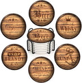 Britimes Coasters for Drinks, Set of 6, Ceramic Stone, Wooden Rustic