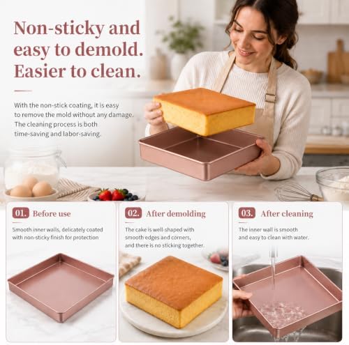 3 Pcs 11-Inch Square Baking Pan