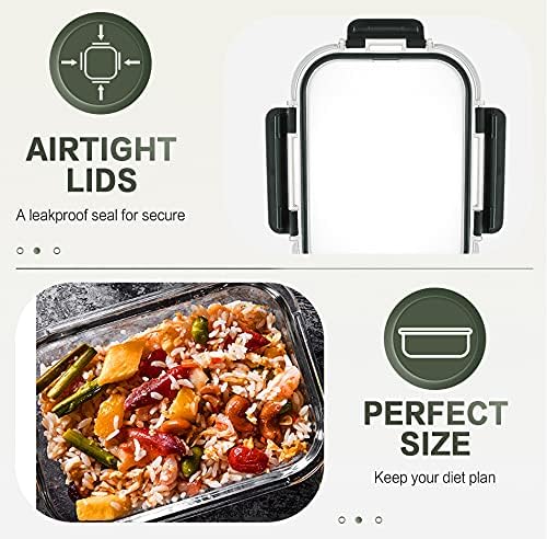 KOMUEE 10 Packs 30 oz Glass Meal Prep Containers, Glass Food Storage Containers - Image 3