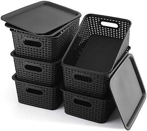 AREYZIN Storage Bins Plastic Storage Baskets With Lid Small Baskets