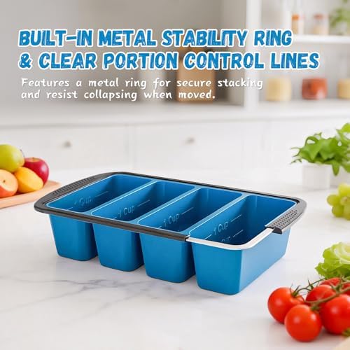 GORCI Silicone Soup Freezer Trays with Lids - 3 Pack, 1⁄2 cup, 1 cup