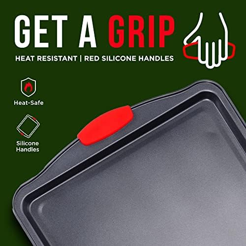 Baking Pan Set – 3 Piece Cookie Sheet – Deluxe Black Non-Stick Carbon