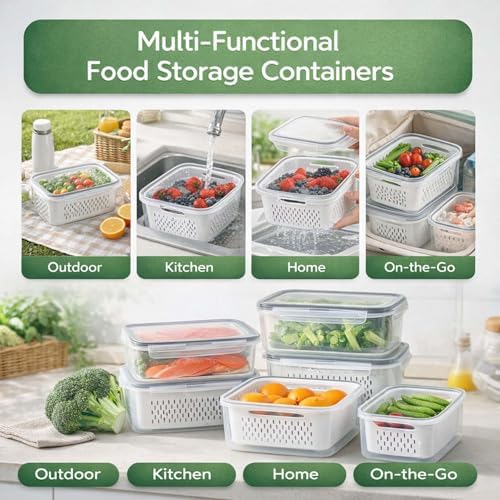 4-in-1 Produce Saver Containers - Fresh Berry Keeper with Removable