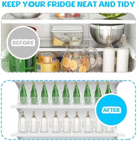 Drink Organizer for Fridge, Adjustable Width Automatic Pusher Glide