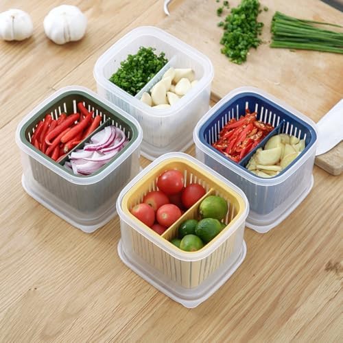 Food Storage Containers With Strainer, 3-Pack Berry Keeper Bins For
