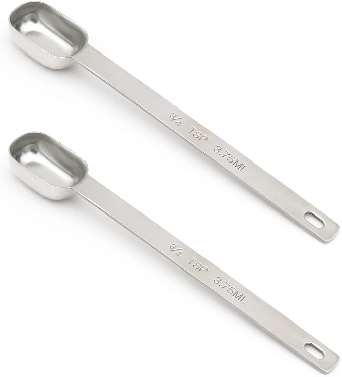 2PCS 3/4tsp Single Measuring Spoon, Stainless Steel Long Handle Individual by BERYLER