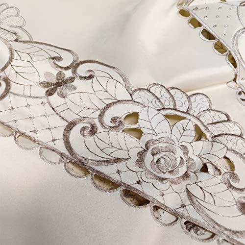 sandweek Round Table Cloth Flower Embroidered Lace Tablecloth Wrinkle