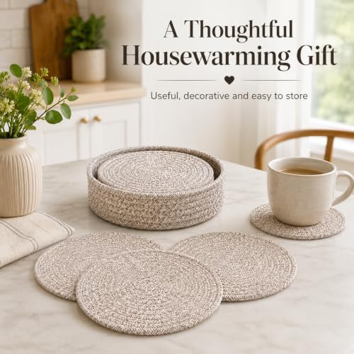 Coga Trivets for Hot Dishes, 4 Pack 7 Inch Cotton Hot Pads for Kitchen
