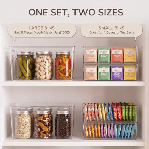 Hudgan 8 Clear Plastic Storage Bins for Pantry