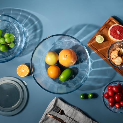 Glass Mixing Bowls with Airtight Lids, 5 PCS Thick Glass Nesting Bowls