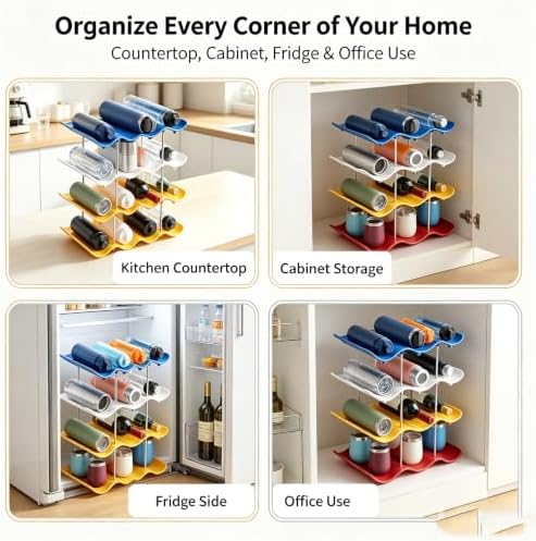 4-Tier Wave Cup Storage Rack, Stackable Wave Shape Bottle Organizer