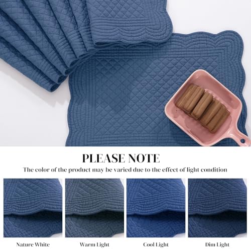 HOMBYS Quilted Placemats Set of 6 Washable-13x18 inches Rectangular