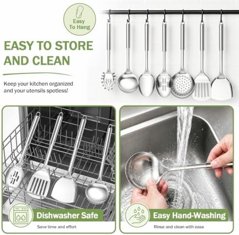 P&P CHEF Stainless Steel Cooking Utensils Set, 7 Pieces Kitchen